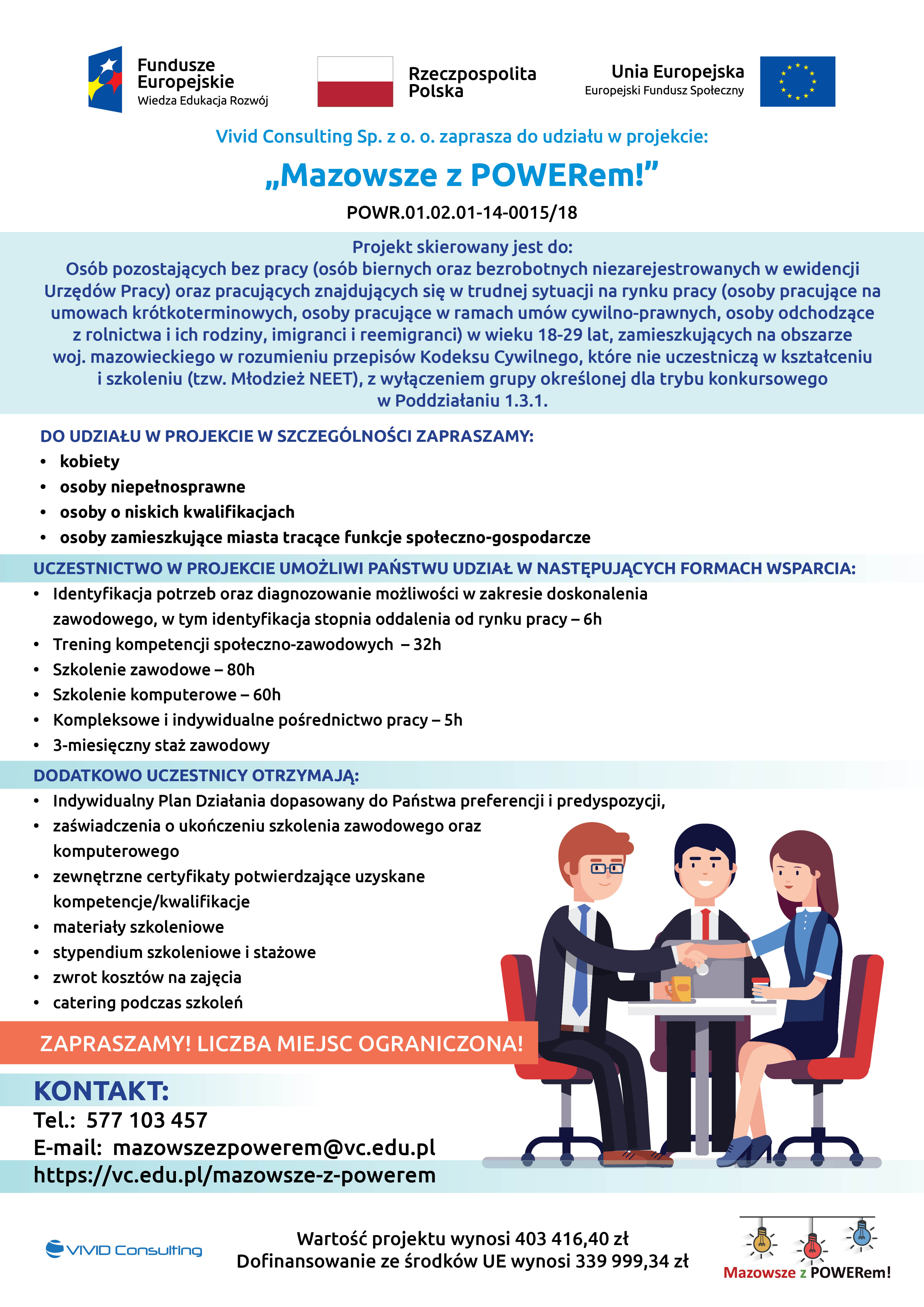 Plakat promocyjny programu Mazowsze z POWERem