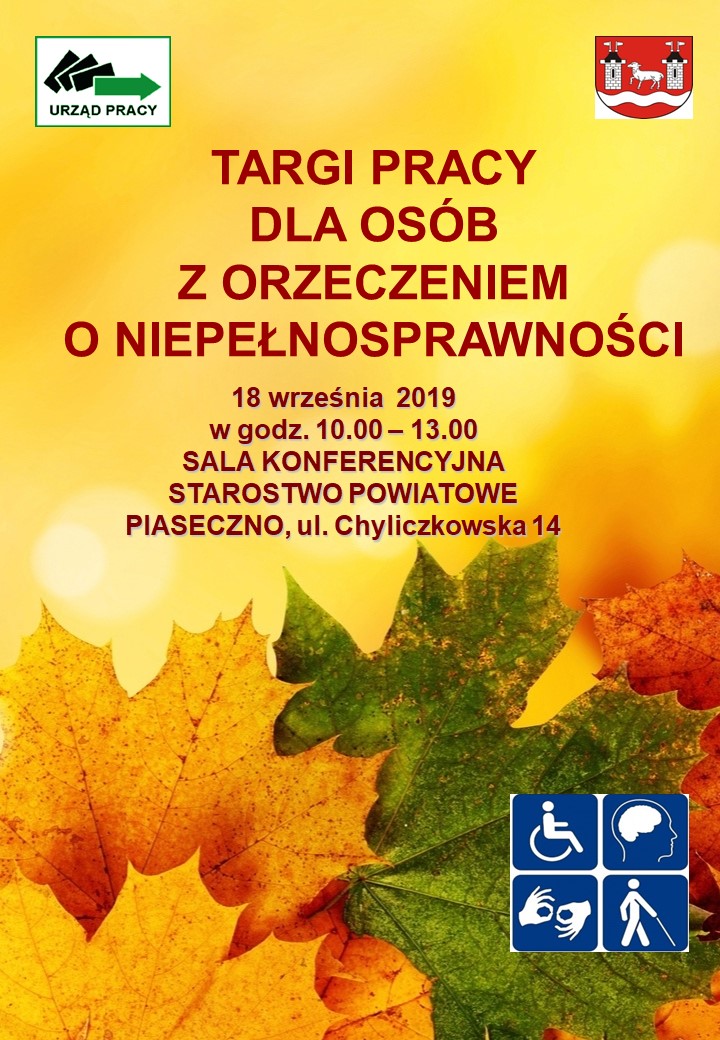 Plakat promocyjny targów pracy dla osób z orzeczeniem o niepełnosprawności